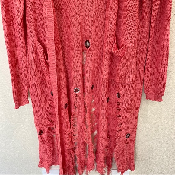 Love sen distressed long knitted cardigan - Picture 2 of 8